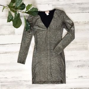 Gold speckled body con dress